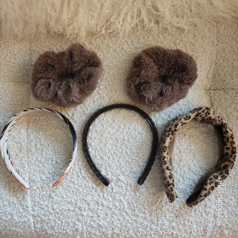 NWOT 3 HEADBANDS & 2 HAIR TIES